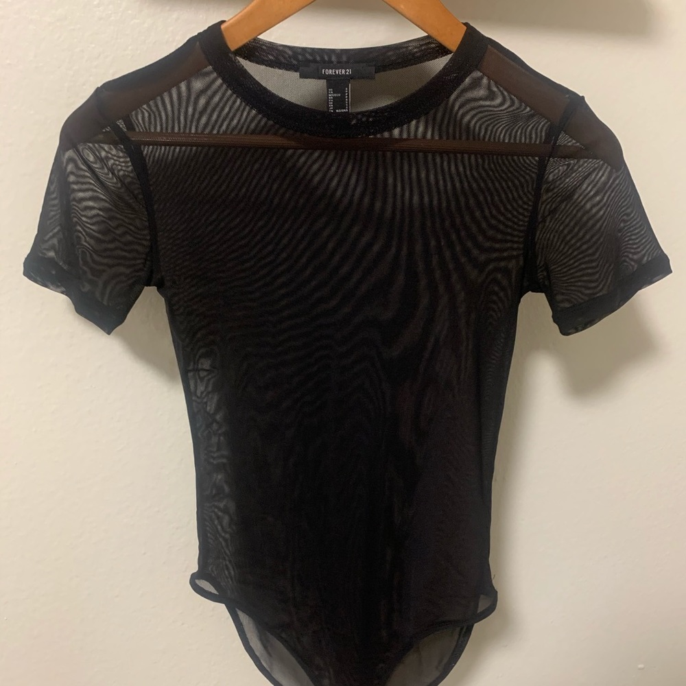 Sheer Mesh Black Tee Bodysuit